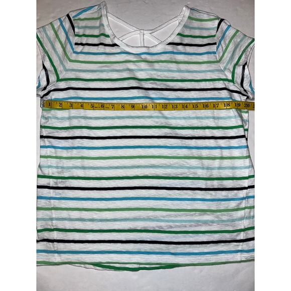 T By Talbots Tee Women’s Plus Size X Supersoft Jersey Open Back Multi Stripe - Picture 7 of 10